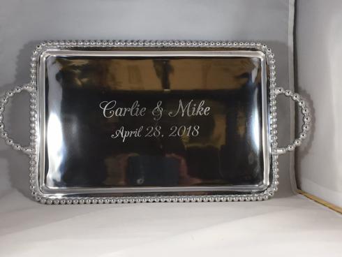 Mariposa Engraved (Personalized) Beaded Medium Service Tray with Handles #3793