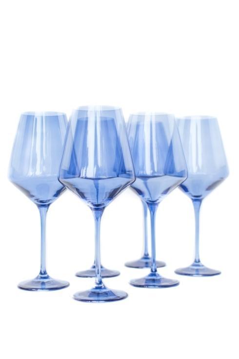 $185.00 Colored Wine Stemware cobalt blue set/6