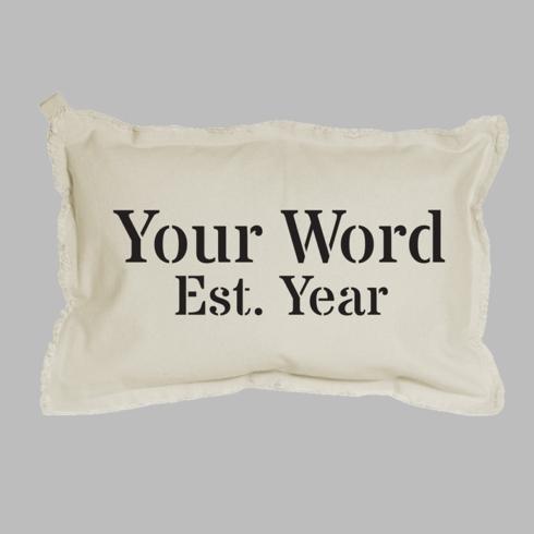$100.00 Personalized Word + Year Lumbar Pillow Natural