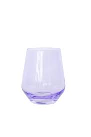 Estelle Colored Glass   Stemless Wine Lavendar - Each $30.00