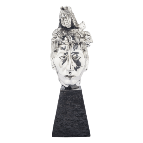 $1,080.00 Silver K'inich Janaab' Pakal Head Statue Replica