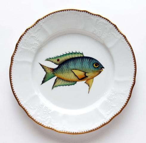 $465.00 Aqua/Yellow Dinner Plate