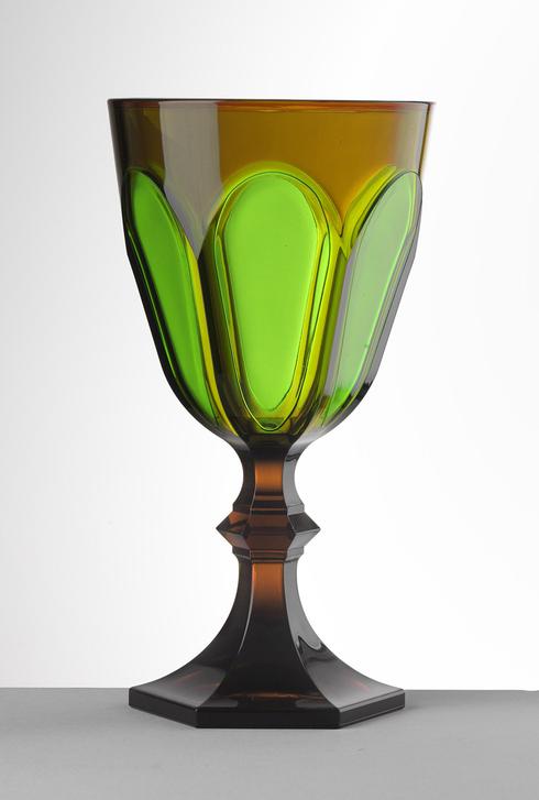 $30.00 Amber/Green Water Goblet