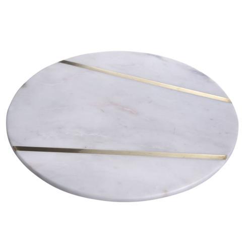$31.95 Medium White Marble Platter with Brass Inlay 