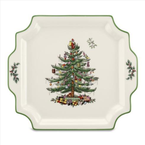 Spode   Christmas Tree 12.5 Inch Square Handled Platter $59.95