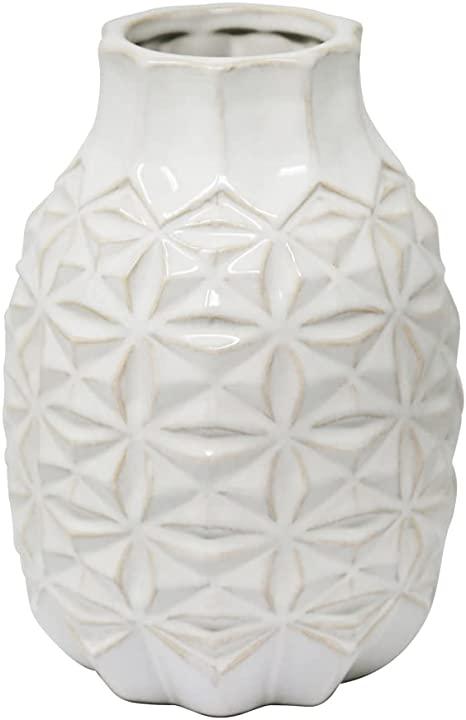 Sagebrook Home   12” White GEO Vase $35.95