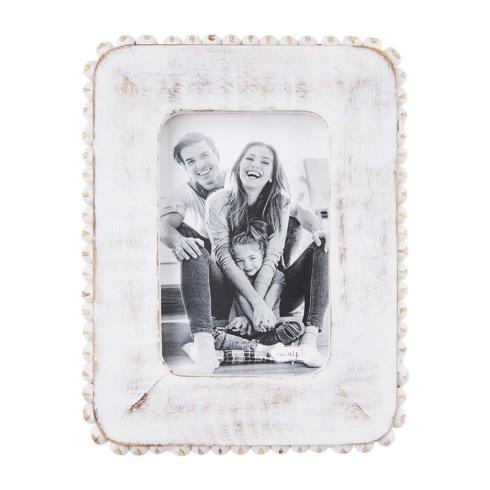 Mud Pie  FRAMES SMALL WHITE WOOD BEADED PICTURE FRAME $32.95