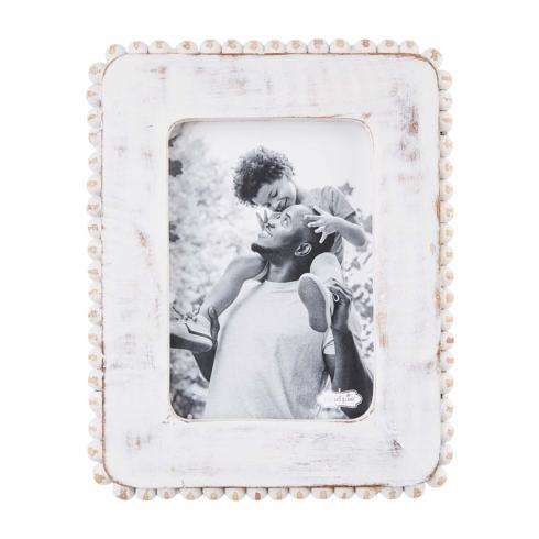 Mud Pie  FRAMES  LARGE WHITE WOOD BEADED PICTURE FRAME $36.95