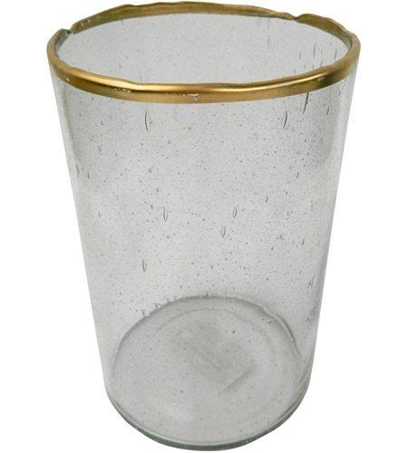 A & B Home   Bubble Glass with Metallic Rim Candle Holder - 8" - Clear, Gold Finish $32.95