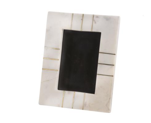 BIDKhome   White Marble Frame with Brass Inlay  4X6 $33.95