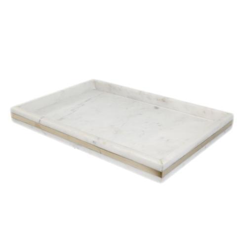 BIDKhome   White Marble Tank Tray with Brass Inlay  $159.95