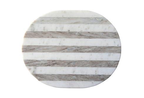 Creative Co-op   Oval Grey & White Striped Marble Cheese/Cutting Board, Grey $40.95