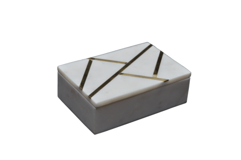 $49.95 White Marble and Brass Inlay Box