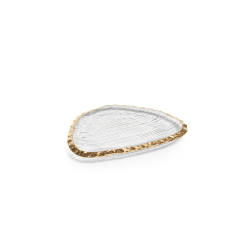 Zodax   Clear Textured Organic Shape Plate w/Jagged Gold Rim (Small) $17.95