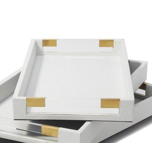 Two\'s Company   STINGRAY RECTANGULAR WHITE DÈCOR TRAY in Vagan Leather (MD) $64.95