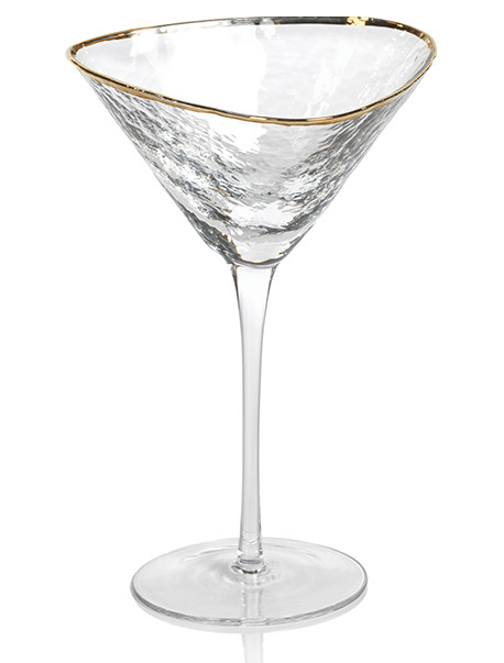 $16.95 Aperitivo Triangular Martini Glasses Clear With Gold Rim