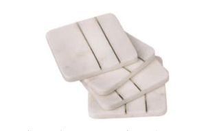 $31.95 Set of 4 Square Marble w/Brass Coasters Opal White