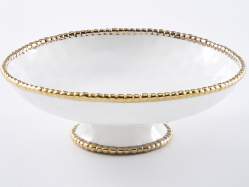 Elizabeth Clair\'s Unique Gifts   Pamper Bay Gold and White Footed Bowl $87.95