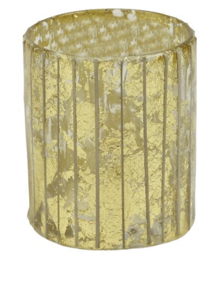 A&B Floral   GOLD RIBBED GLASS VOTIVE $7.95