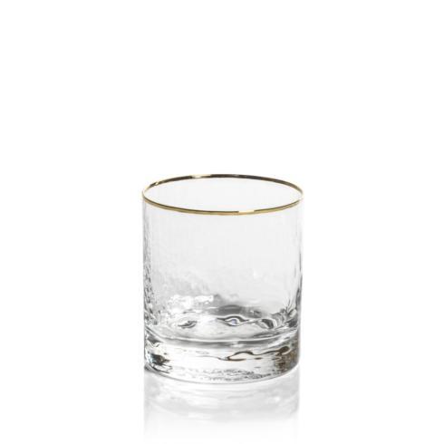 Zodax  Glasses Negroni Hammered Glasses - Clear with Gold Rim $10.95