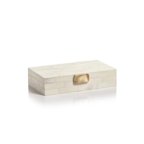Zodax   White Bone Design Box w/Brass Knob $92.95