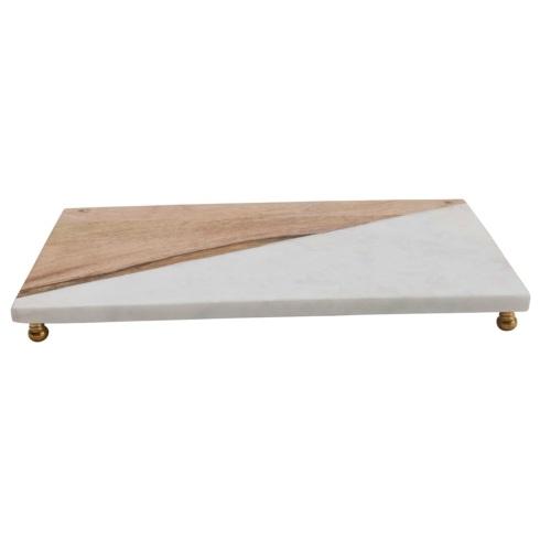 Creative Co-op   Mango Wood &amp; Marble Tray with Brass Feet $42.95