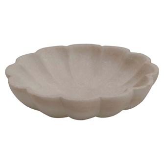 $28.95 6" Round x 1-1/2" H Carved Marble Flower Shaped Dish, White