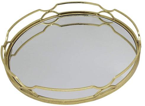 Sagebrook Home   Gold Round Mirror Tray (Large) $59.95