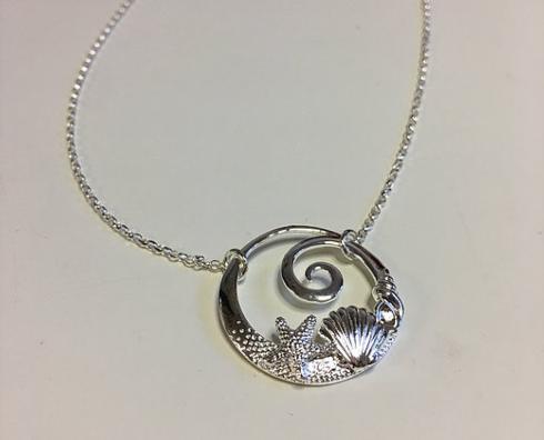 $80.00 Sterling Silver Wave Shell Necklace
