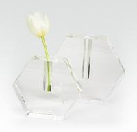Tizo Designs   Crystal Glass Hex Flat Bud Vase $51.95