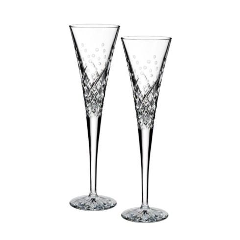 Waterford   Toasting Flutes ~ Wishes Happy Celebrations Flutes, Set of 2 $190.00