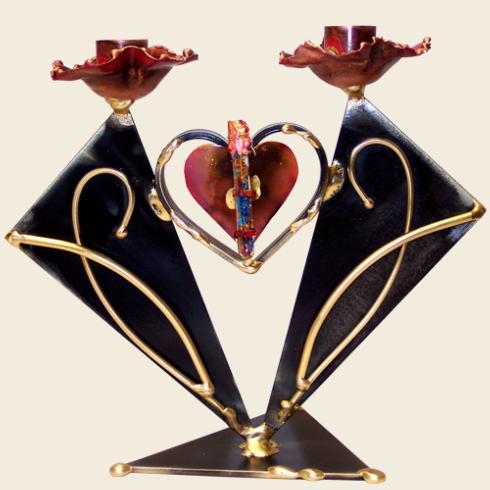 Gary Rosenthal Collection   Wedding Heart Sabbath Candle Holder $100.00