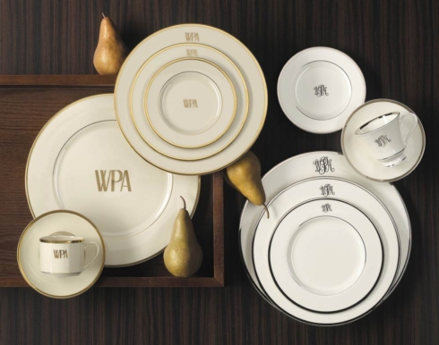 Pickard Signature  White with Platinum Dinner Plate with Monogram $75.00