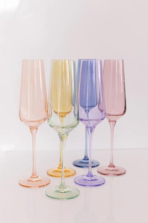 Gaines Jewelers Exclusives   ESTELLE COLORED CHAMPAGNE FLUTE - SET OF 6 {MIXED SET} $205.00
