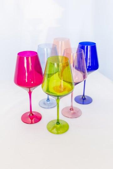 Gaines Jewelers Exclusives   Estelle Colored Wine Stemware - Set of 6 {Mixed Set} $175.00