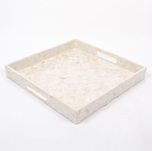 Mother of Pearl Square Tray White - $56.00