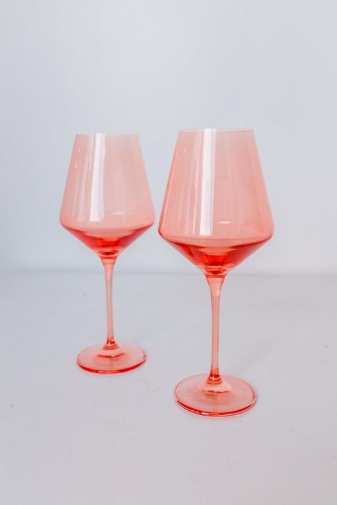 Gaines Jewelers Exclusives   ESTELLE COLORED WINE STEMWARE - SET OF 2 {CORAL PEACH PINK} $85.00