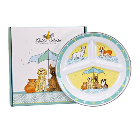 Golden Rabbit  Child Sets Toddler Plates Raining Cats and Dogs Toddler Plate