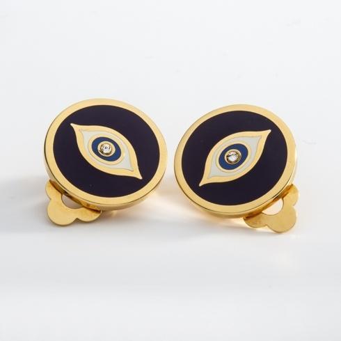 $110.00 Sparkle Blue & Gold Clip-On Earrings