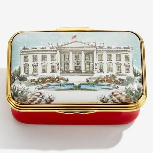 $375.00 The White House in the Snow Enamel Box