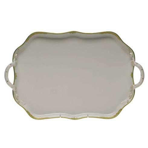 Herend Collections Princess Victoria Green Rec Tray W/Branch Handles $435.00