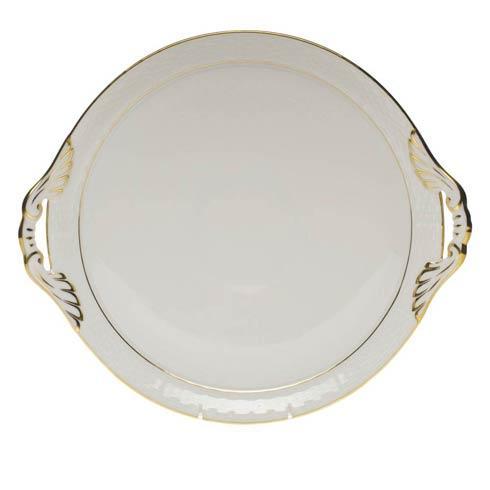 Herend Collections Golden Edge Round Tray W/Handles $190.00