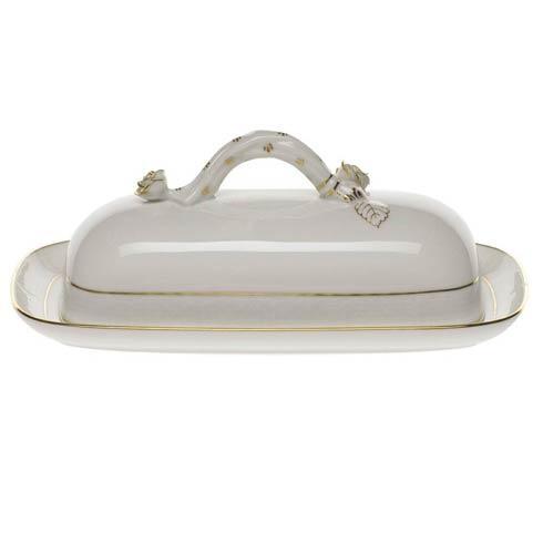 Herend Collections Golden Edge Butter Dish W/Branch $200.00