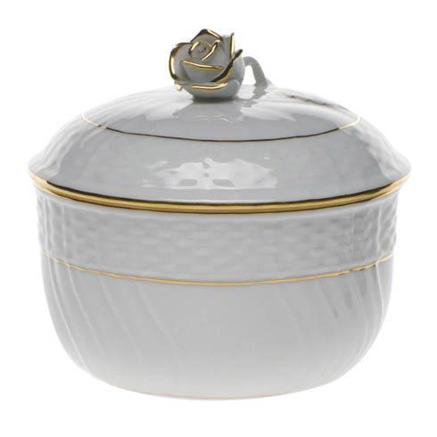 Herend Collections Golden Edge Cov Sugar W/Rose $135.00
