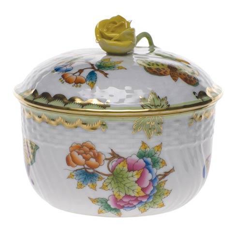 Herend Collections Queen Victoria Green Border Cov Sugar W/Rose $290.00