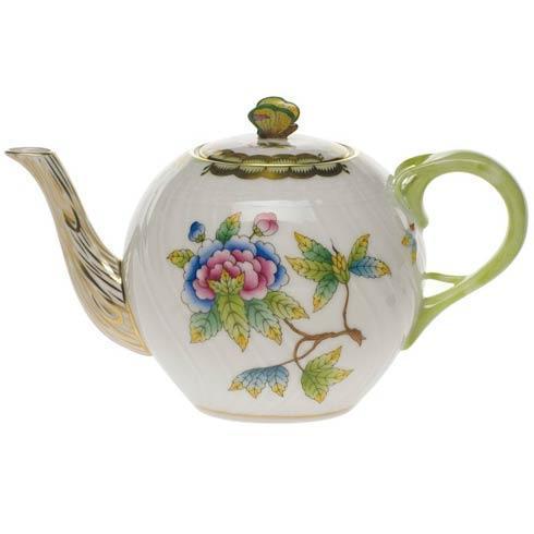 Herend Collections Queen Victoria Green Border Tea Pot W/Butterfly $300.00
