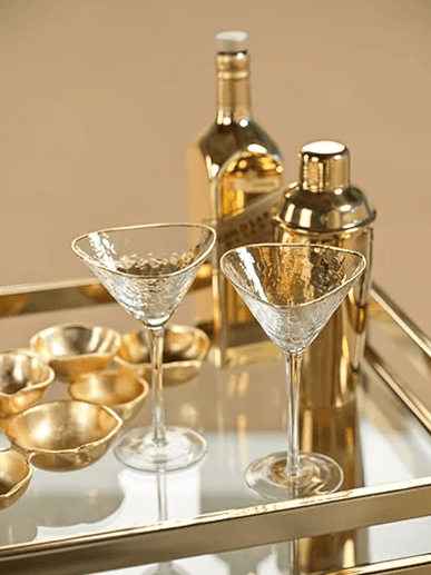 Ivy Cottage Exclusives  Apertivo Collection Martini with Gold Rim $21.00