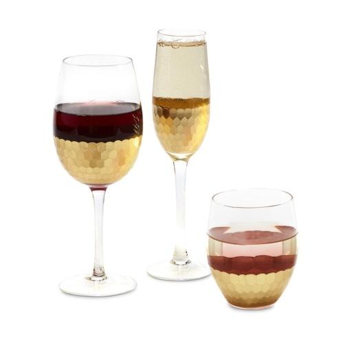 $19.50 Gold Faceted Glass- Wine