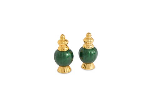 $75.00 Peony 4" Salt & Pepper Set Gold Emerald