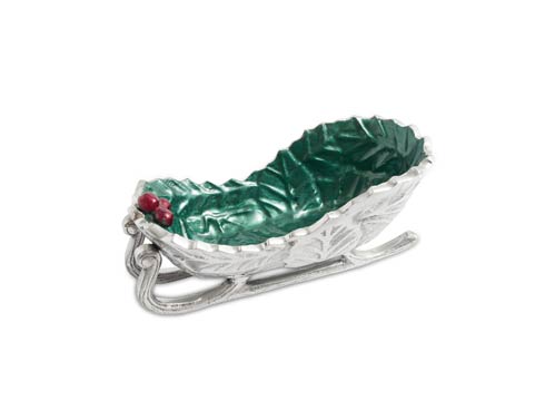 $75.00 Holly Sprig 8" Sleigh Bowl Emerald..